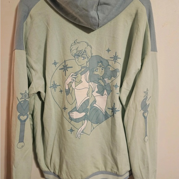 EUC SAILOR MOON HOT TOPIC Blue Graphic Hoodie W/Front Pockets Long Sleeve Silver - Picture 12 of 16